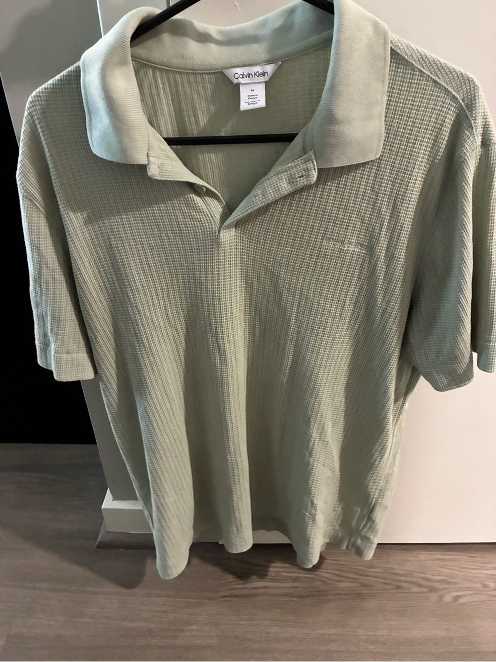 Calvin Klein Light Sage Green Textured Polo